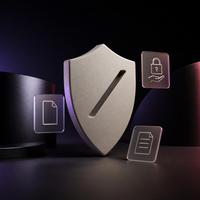 Symbolic shield, file and report illustration created with Canva